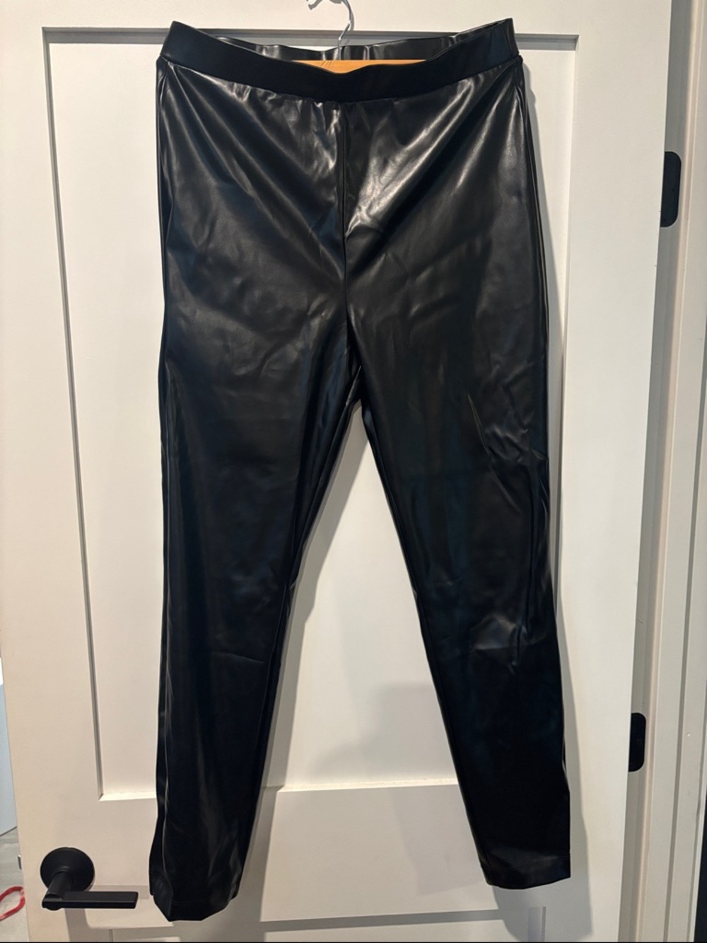 H by Halston Black Faux Leather Ankle Pants